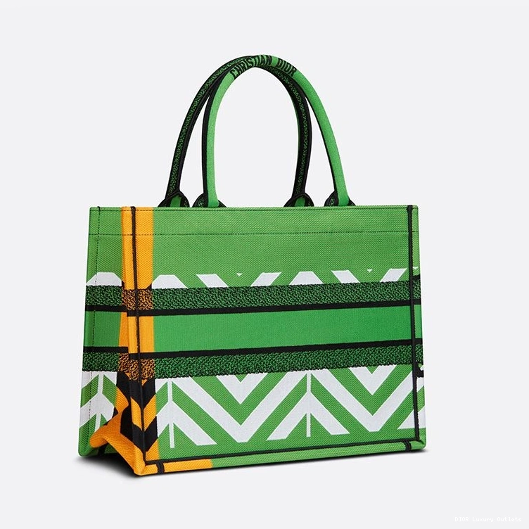 Cheap Canvas Pop Dior Tote D-Jungle Book Orange Green Motif 0801 Luxury